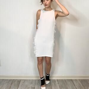 NWT BCBGMAXAZRIA Eren strappy shift dress white minimalist avant-garde 2575